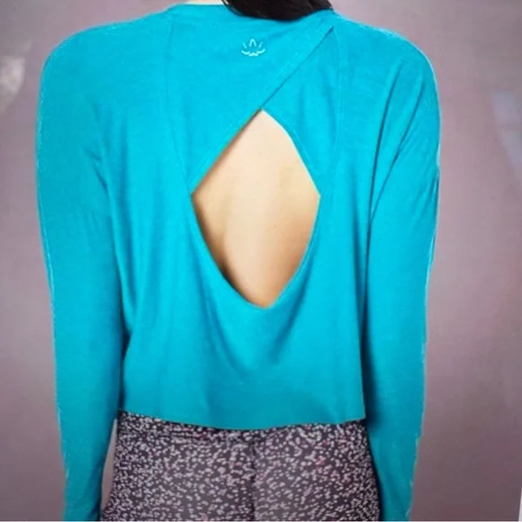 Beyond yoga women’s turquoise, long sleeve tank top/pullover/top size large - Picture 5 of 15